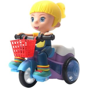 Elektrische Universele Stunt Driewieler Roterende Cartoon Speelgoed Auto met lichte muziek  random color delivery (Meisje)