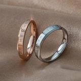 3 PCS Fashion Simple Narrow BE THECHANGE Ring Electroplated 18k Titanium Steel Couple Ring  Size: 7 US Size(Silver)