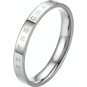 3 PCS Fashion Simple Narrow BE THECHANGE Ring Electroplated 18k Titanium Steel Couple Ring  Size: 7 US Size(Silver)