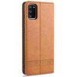 Voor Samsung Galaxy A02s AZNS magnetische kalf textuur horizontale flip lederen geval met kaart slots & houder & portemonnee (lichtbruin)