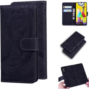 Voor Samsung Galaxy M31 Tiger Embossing Pattern Horizontale Flip Lederen Case met Holder & Card Slots & Wallet(Zwart)