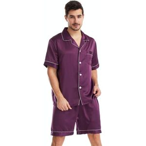 Zomer heren revers effen kleur korte pyjama set  maat: S