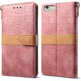 Splicing kleur krokodil textuur PU horizontale Flip lederen case voor iPhone 6 plus/6s Plus  met portemonnee & houder & kaartsleuven & Lanyard (roze)