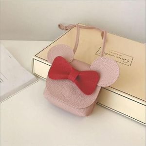 3 PC'S mini kinderen bowknot handtas voor meisjes cartoon PU lederen schoudertas (roze)