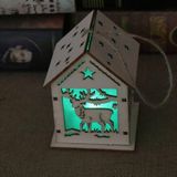 Kerst lichtgevende houten huis kerstboom decoraties opknoping ornamenten DIY cadeau venster decoratie  stijl: kleine elanden