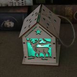 Kerst lichtgevende houten huis kerstboom decoraties opknoping ornamenten DIY cadeau venster decoratie  stijl: kleine elanden