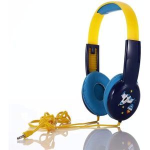 Kid101 draagbare schattige kinderen leren bedrade hoofdtelefoon (blauw geel)