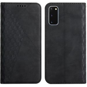 For Samsung Galaxy S20 Diamond Pattern Splicing Skin Feel Magnetic Horizontal Flip Leather Case with Card Slots & Holder & Wallet(Black)