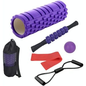 45cm 6 stks/set EVA Hollow Foam Roller Spier Ontspanning Roller Yoga Kolom Set Fitness Apparatuur (Paars)