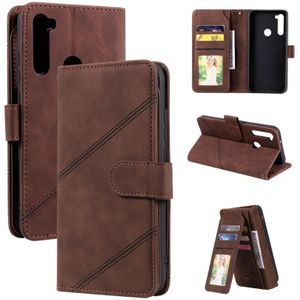 Voor Xiaomi Redmi Note 8T Skin Feel Business Horizontal Flip PU Lederen Case met Houder & Multi-Card Slots & Portemonnee & Lanyard & Photo Frame (Brown)