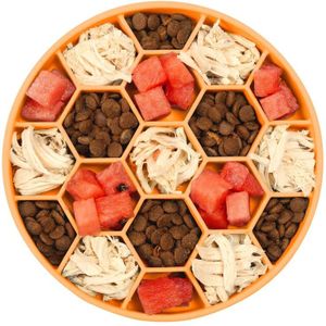 Huisdier langzaam eten anti-choke slip bowl siliconen zuignap honingraat kom  specificatie: medium oranje