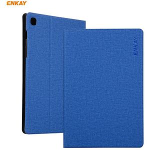 Voor Samsung Galaxy Tab A7 10.4 2020 T500 / T505 ENKAY Grof doekpatroon PU Leder + TPU Smart Case met Holder & Sleep / Wake-up Functie(Donkerblauw)