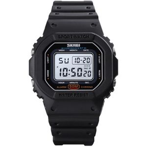Skmei 1608 Multi-function Student Electronic Watch Waterproof Timing Silicon Sports Watch (Zwart)