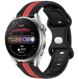Voor Huawei Watch 3 Pro 20 mm vlindergesp tweekleurige siliconen horlogeband (zwart + rood)