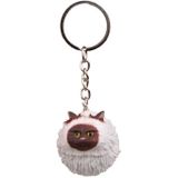 Ronde Kleine Tijger Kat Sleutelhanger Cartoon Sleutelhanger Ornament (Koffie Wit)