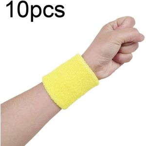 10st 8x8cm Dames Heren Effen Kleur Katoen Sport Zweetband Brace Wraps Guards (Geel)