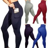 Yoga broek met zakken vrouwen sport leggings jogging training Running leggings stretch hoge elastische Gym Panty's vrouwen legging L (rood)