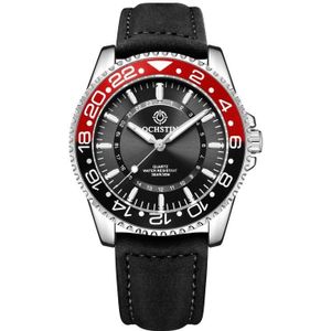 Ochstin 5019G Fashion Business waterdichte lederen band quartz horloge (zwart + rood + zwart)