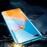 Voor Huawei P40 Magnetic Metal Frame Dubbelzijdige Tempered Glass Case (Donkerblauw)