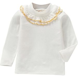 Lente Meisjes Solid Color Lace Ronde Hals Bottoming Shirt Kinderkleding  Hoogte:120cm (Wit)