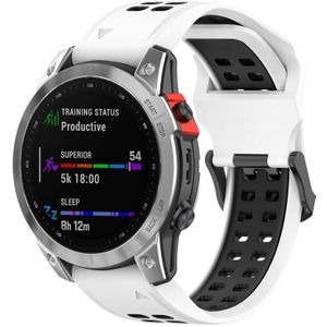 Voor Garmin Enduro2 / Tactix7 26mm Reverse Buckle Tweekleurige siliconen horlogeband (wit zwart)