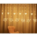 LED hart-vormige decoratieve lichten gordijn lichten vakantie jurk string lichten  EU plug (warm wit licht)