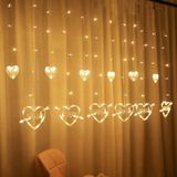 LED hart-vormige decoratieve lichten gordijn lichten vakantie jurk string lichten  EU plug (warm wit licht)