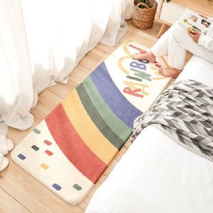 Cartoon Home Sofa Strip Rug Slaapkamer Bedside Lamb Cashmere Non-slip Mat  Grootte: 60  180 cm (Rainbow Sky)