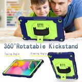 Voor Samsung Galaxy Tab A 10.1 (2019)/T515 360 Graden Rotatie Draaitafel Contrast Kleur Robot Schokbestendig Siliconen + PC Beschermhoes met Houder (Navy Blauw + Geel Groen)