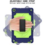 Voor Samsung Galaxy Tab A 10.1 (2019)/T515 360 Graden Rotatie Draaitafel Contrast Kleur Robot Schokbestendig Siliconen + PC Beschermhoes met Houder (Navy Blauw + Geel Groen)