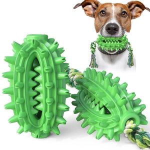 With Cotton Rope + No Cotton Rope Set Dog Toy With Rope Prickly Pear Molar Stick Dog Toothbrush(Green)