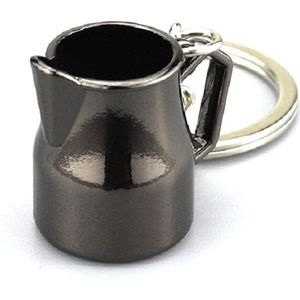 Creatieve Koffieapparaat sleutelhanger metaal 3D Mini koffie pot hanger  kleur: koffie pot zwart