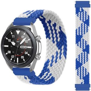 Voor Samsung Galaxy Watch Active / Active2 40mm / Active2 44mm verstelbare nylon gevlochten elasticiteitsvervanging riem horlogeband  maat: 125 mm (blauw wit)