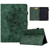 Voor Amazon Kindle Fire HD8 2022 Peony Butterfly relif lederen Smart Tablet Case(Groen)