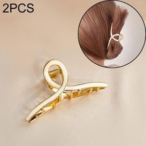 2 PCS Retro Cross Geometrische Wild Hollow Hair Ornament Metal Hair Clip (Wit)