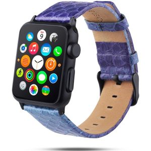 Snake Skin textuur top-nerf leder band voor Apple Watch serie 5 & 4 40mm & serie 3 & 2 & 1 38mm (paars)