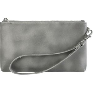 6 inch eenvoudige retro lederen clutch met ritssluiting