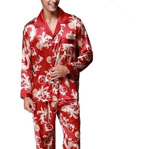 Mannen lange mouwen pyjama set (kleur: rode maat: XL)