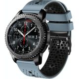 Voor Samsung Gear S3 Frontier 22 mm geperforeerde tweekleurige siliconen horlogeband (blauw + zwart)