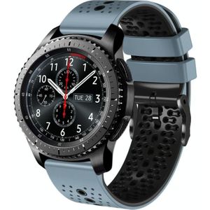 Voor Samsung Gear S3 Frontier 22 mm geperforeerde tweekleurige siliconen horlogeband (blauw + zwart)