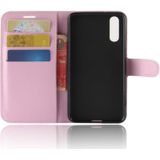 Voor Huawei P20 PU + TPU Litchi textuur horizontaal lederen draagtas met portemonnee & houder & kaartgroeven (roze spiegelen)