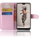 Voor Huawei P20 PU + TPU Litchi textuur horizontaal lederen draagtas met portemonnee & houder & kaartgroeven (roze spiegelen)