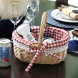 Handgeweven Picknickmand Sackcloth Rattan Opslag Mand  Specificatie: Klein (Primaire kleur koffie plaid)