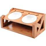 Bamboe hout tillen Cat eettafel verstelbare hoogte hellende cat bowl  specificatie: Upgrade porseleinen kom