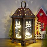 Houten kerstdecoratie Wind Lantern LED Lichtgevende ornamenten Draagbare Lantaarn Vakantie Lichten  Grootte: L (D Ronde)