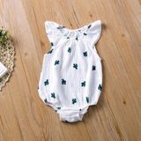 Baby meisje vouw print cartoon patroon jumpsuit (kleur: witte cactus grootte: 80)