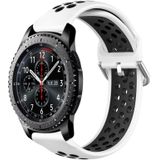 Voor Samsung Gear S3 Frontier 22 mm geperforeerde ademende sport siliconen horlogeband (wit + zwart)