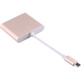 USB-C / Type-C 3.1 mannetje naar USB-C / Type-C 3.1 vrouwtje & HDMI vrouwtje & USB 3.0 vrouwtje Adapter voor MacBook 12 / Chromebook Pixel 2015 (goudkleurig)