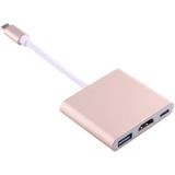 USB-C / Type-C 3.1 mannetje naar USB-C / Type-C 3.1 vrouwtje & HDMI vrouwtje & USB 3.0 vrouwtje Adapter voor MacBook 12 / Chromebook Pixel 2015 (goudkleurig)