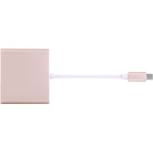 USB-C / Type-C 3.1 mannetje naar USB-C / Type-C 3.1 vrouwtje & HDMI vrouwtje & USB 3.0 vrouwtje Adapter voor MacBook 12 / Chromebook Pixel 2015 (goudkleurig)